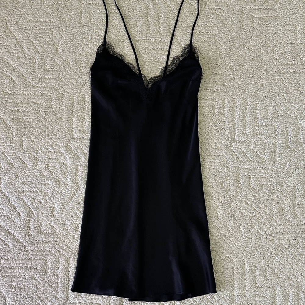 Victoria's Secret Black Lace Slip Nightgown Size S